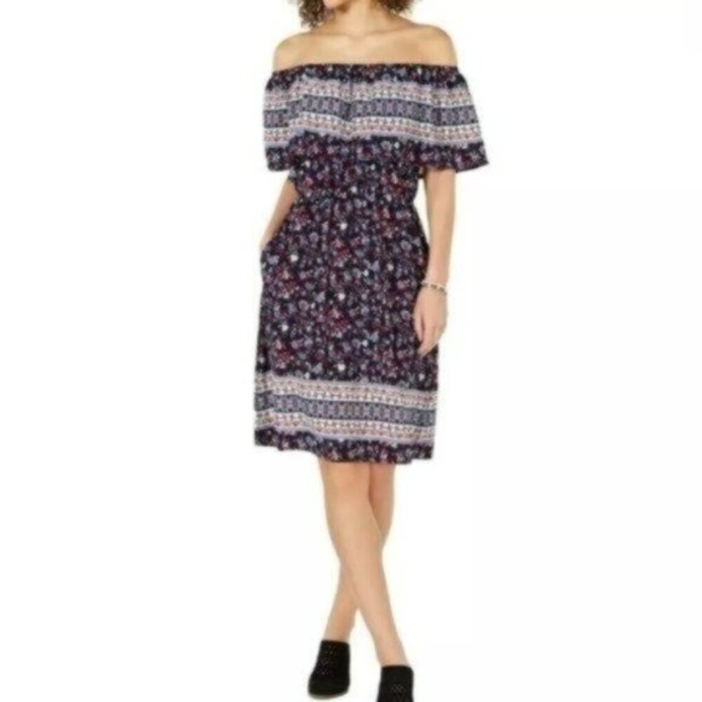 NWT Style & Co Printed Ruffled Shift Dress